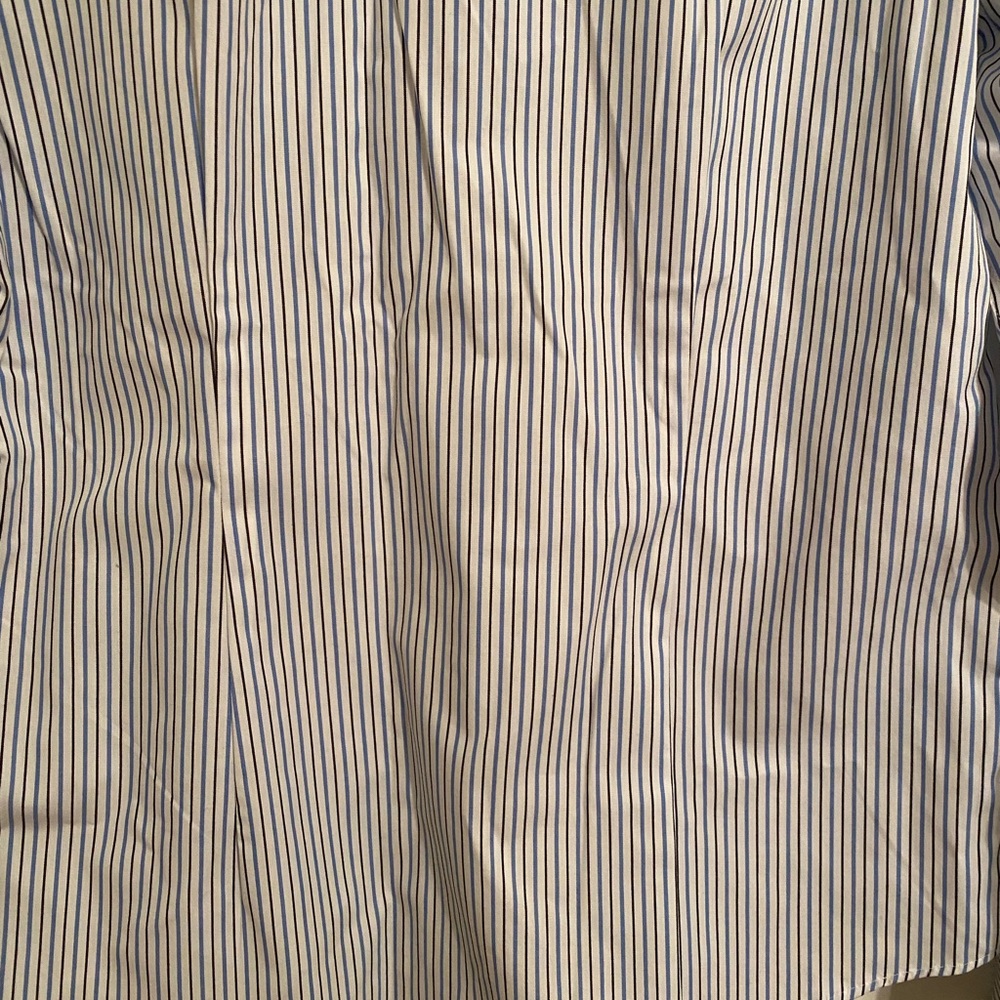 Ralph Lauren Blue and White Striped No Iron Collared Long Sleeve Shirt, Size Med - Picture 5 of 5
